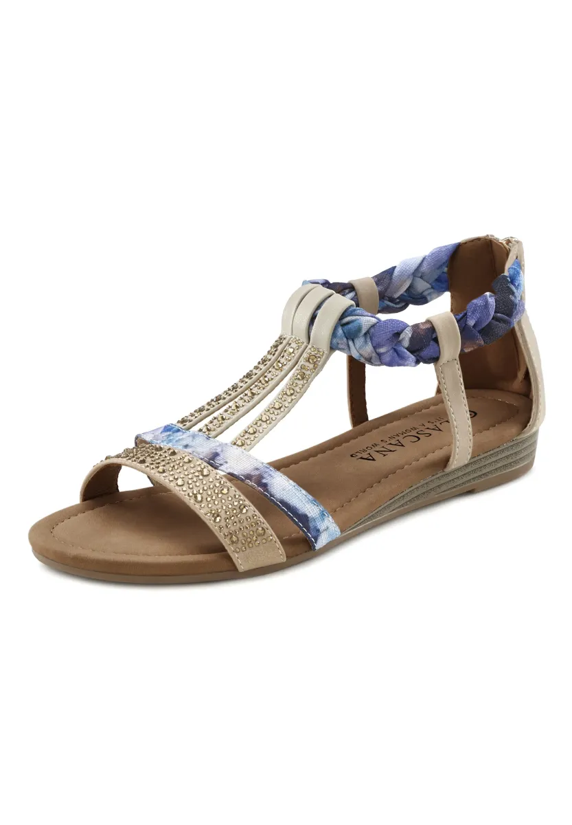 Riemensandalette - beige-blau
