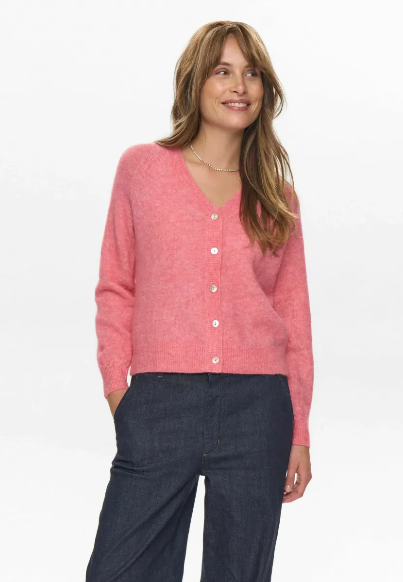 RIETTE V-NECK - Strickjacke - pink lemonade