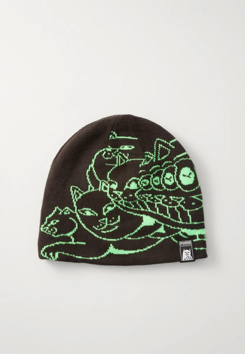 RIPNDIP REVERSABLE SKULL BEANIE UNISEX - Mütze - black/fluro green