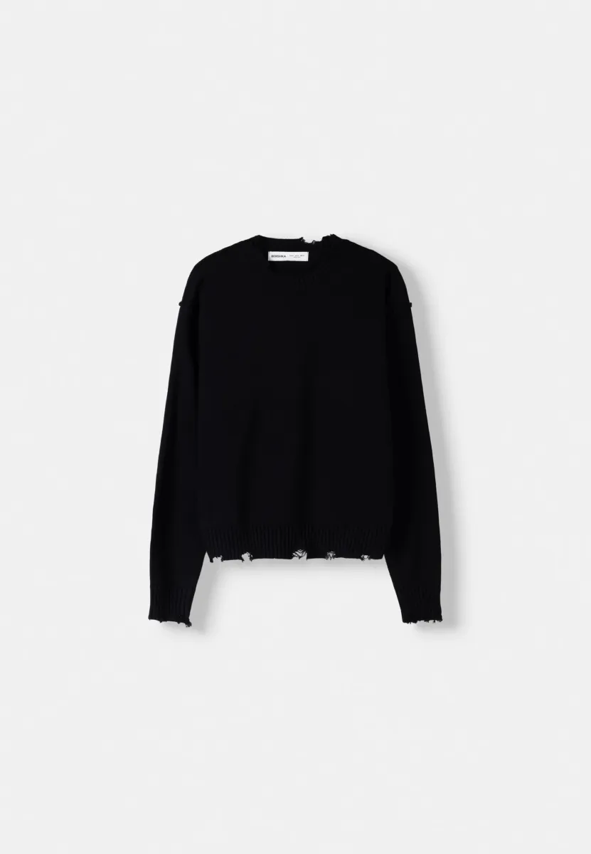RIPPED - Strickpullover - black