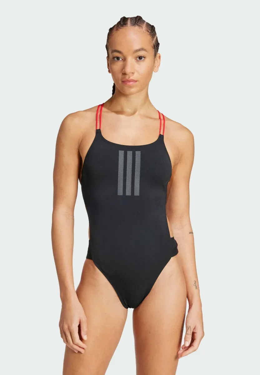 RIPSTREAM 3-STRIPES X-BACK - Badeanzug - black   pure ruby