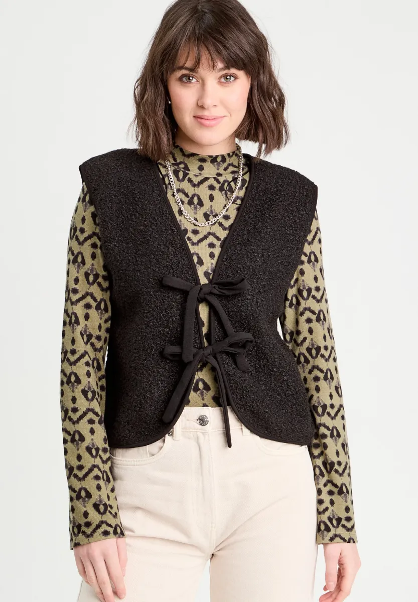 ÄRMELLOSE - Strickjacke - noir