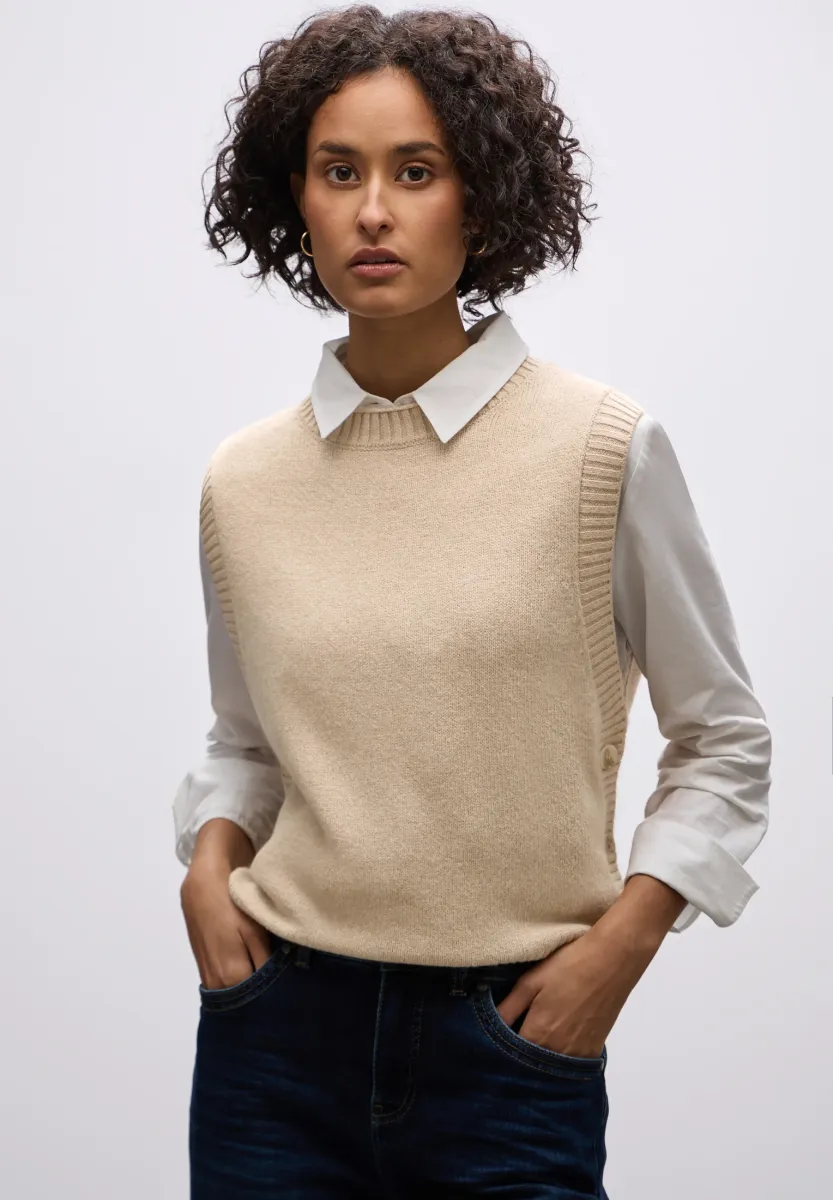 ÄRMELLOSER - Strickpullover - beige