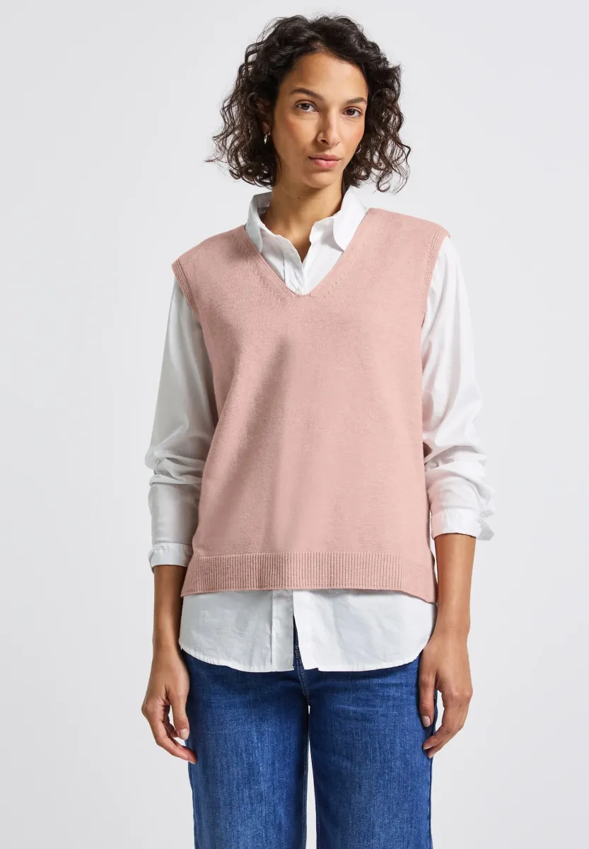 ÄRMELLOSER V-NECK - Strickpullover - rosa