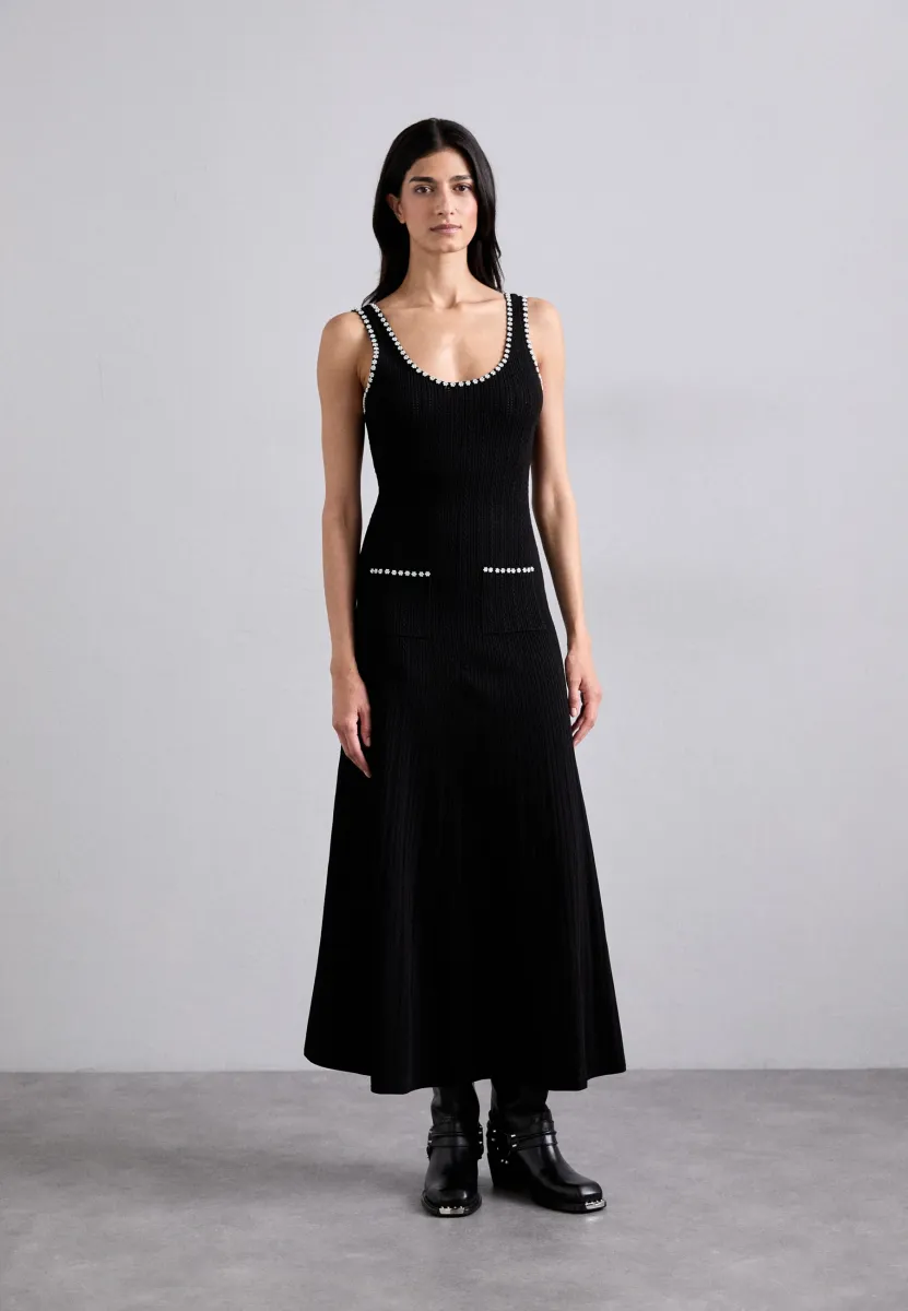 ROBE MIDI DEBARDEUR DETAILS FINITIONS - Maxikleid - noir