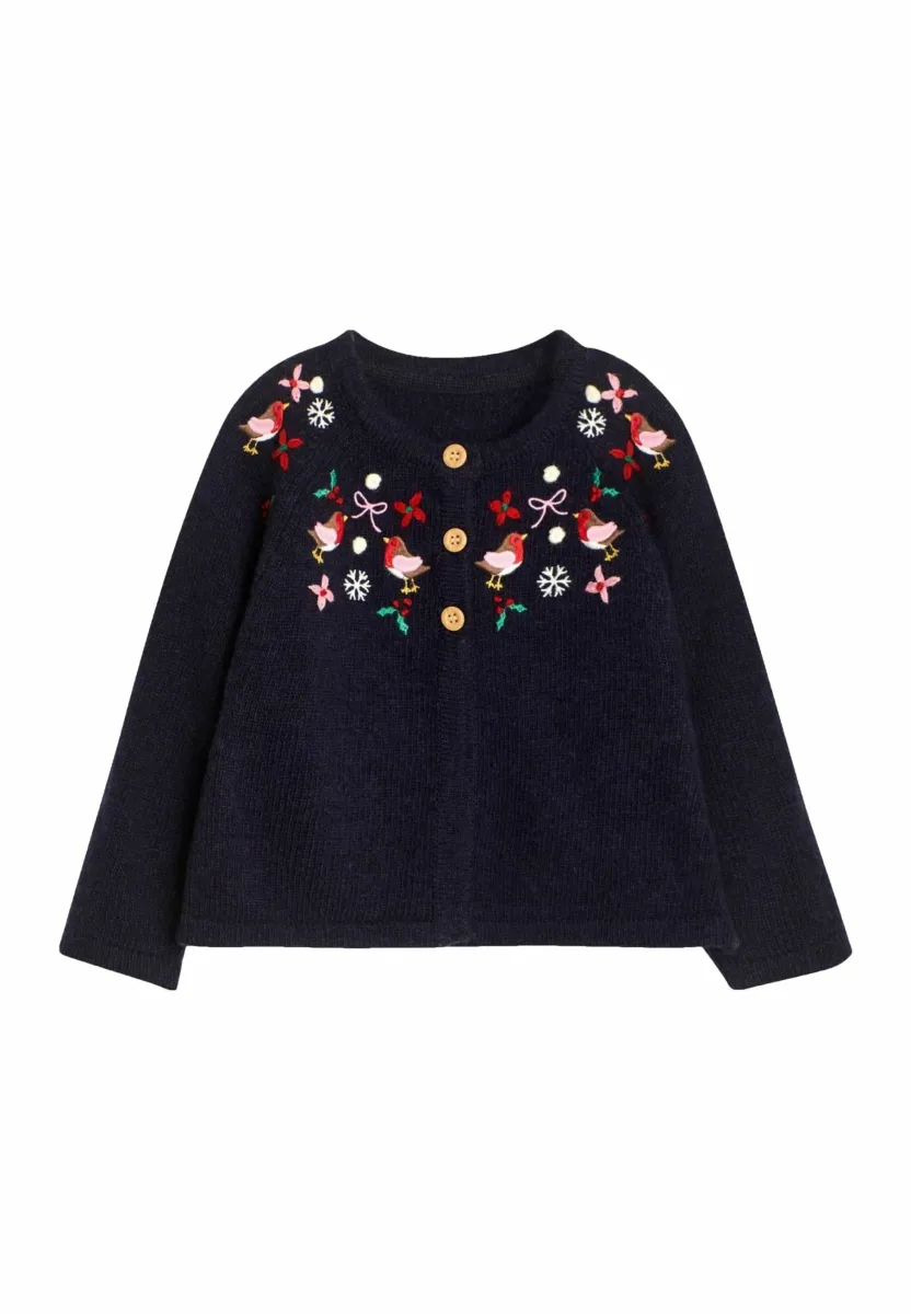 ROBIN EMBROIDERED-REGULAR FIT - Strickjacke - navy