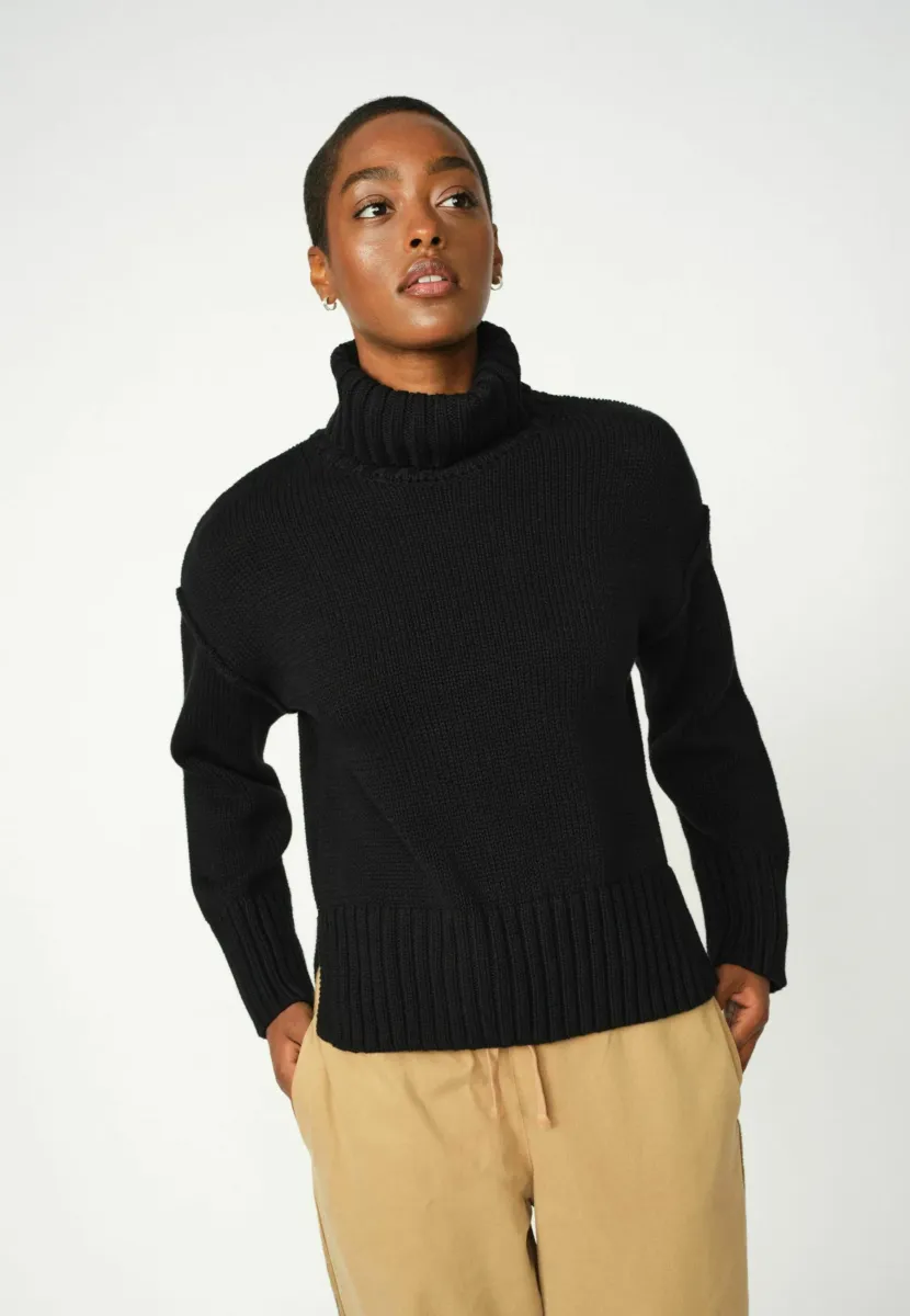 ROLA BINE ROLLNECK - Strickpullover - black