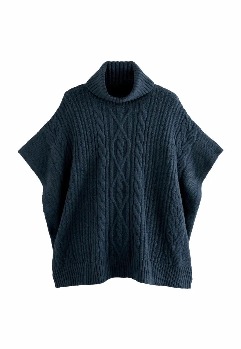 ROLL NECK PONCHO - Cape - navy