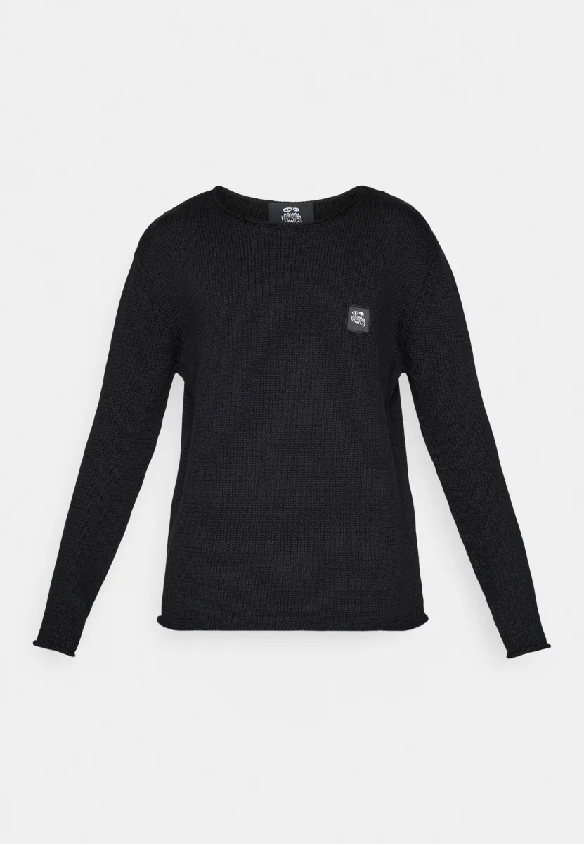 ROLLED COLLAR SWEATER - Strickpullover - black