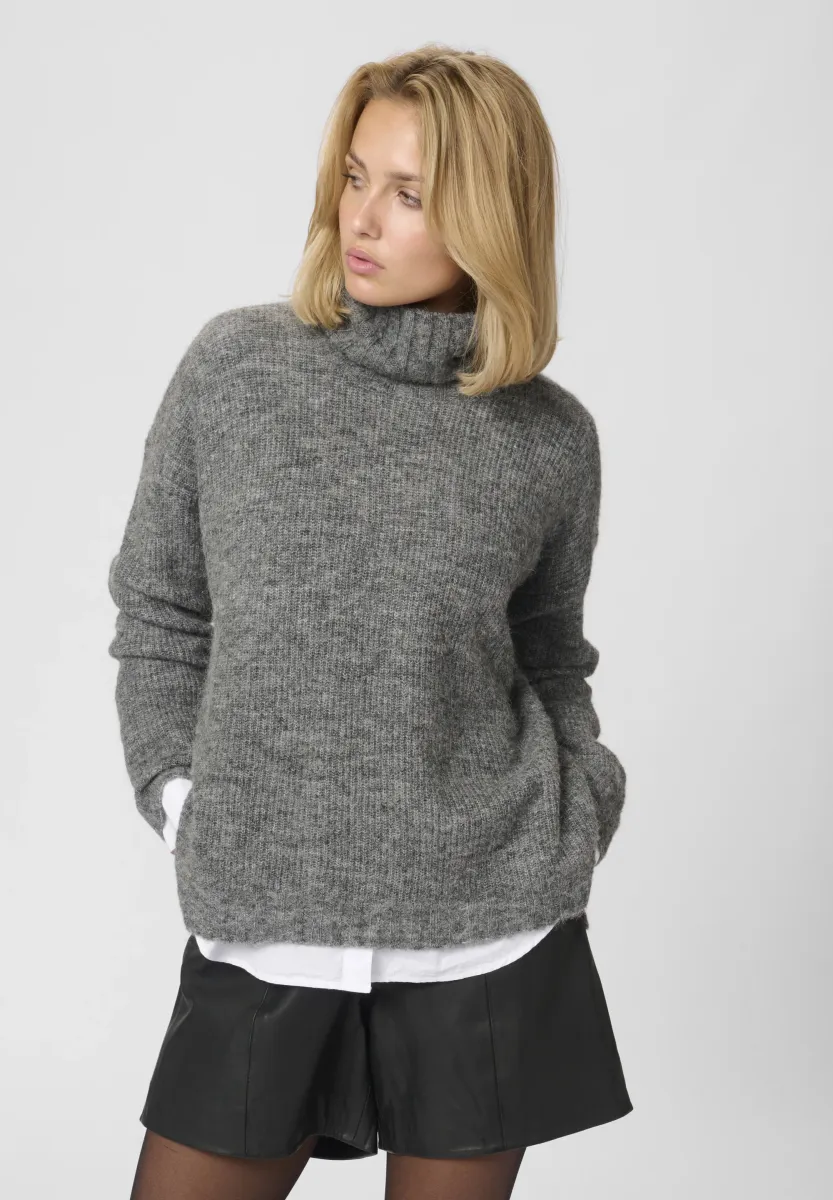 ROLLNECK - Strickpullover - dark grey melange