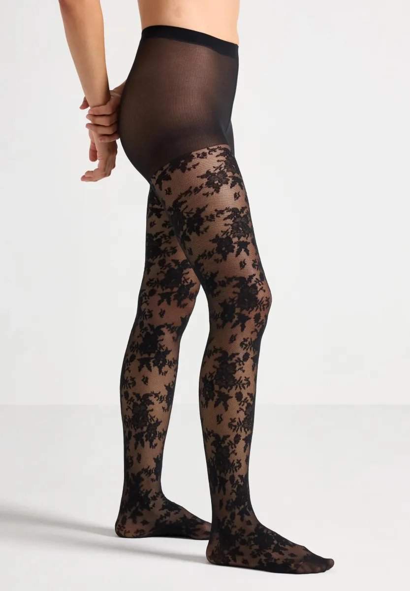 ROSE FLORAL - Strumpfhose - black