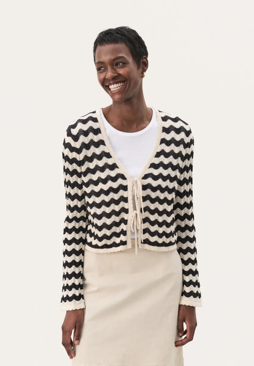 ROSEFINEPW CA - Strickjacke - whitecap black pointelle