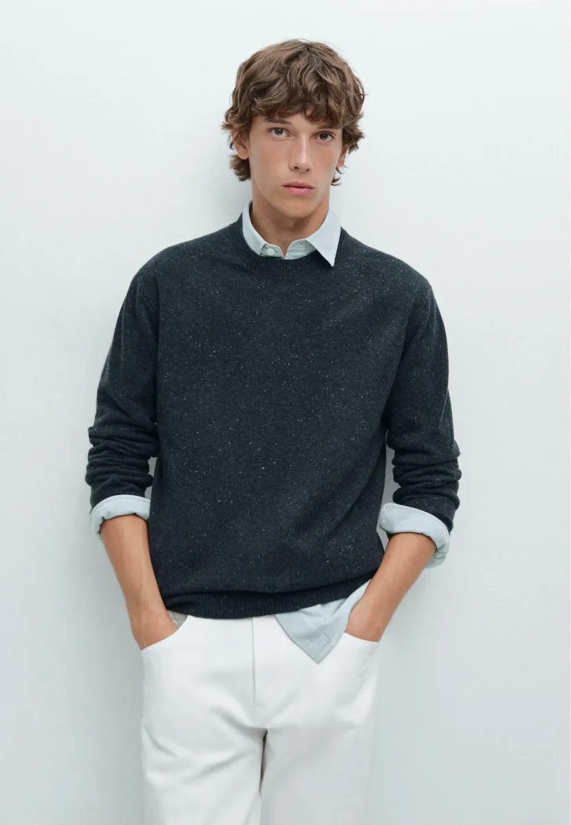 ROUND NECK WITH CONTRAST DETAIL - Strickpullover - dark brown