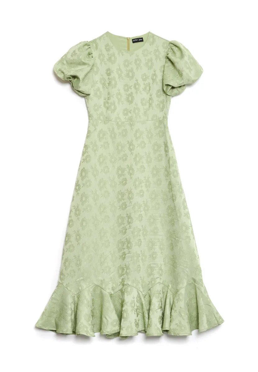 RUFFLE MIDI DRESS - Freizeitkleid - green