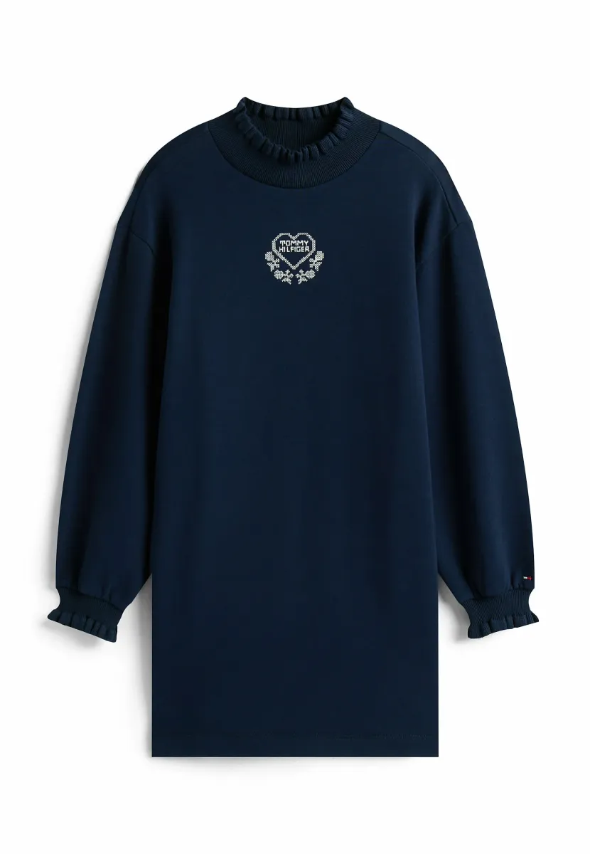 RUFFLE NECK - Freizeitkleid - dark night navy