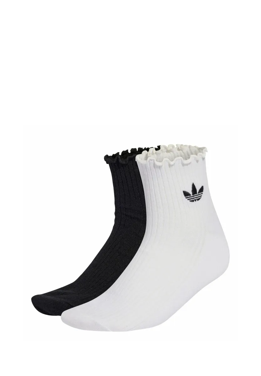 RUFFLE QUARTER 2 PACK - Socken - white/black