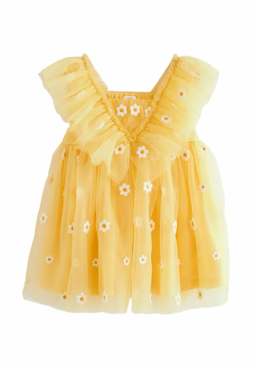 RUFFLE - REGULAR FIT - Freizeitkleid - yellow daisy embroidered