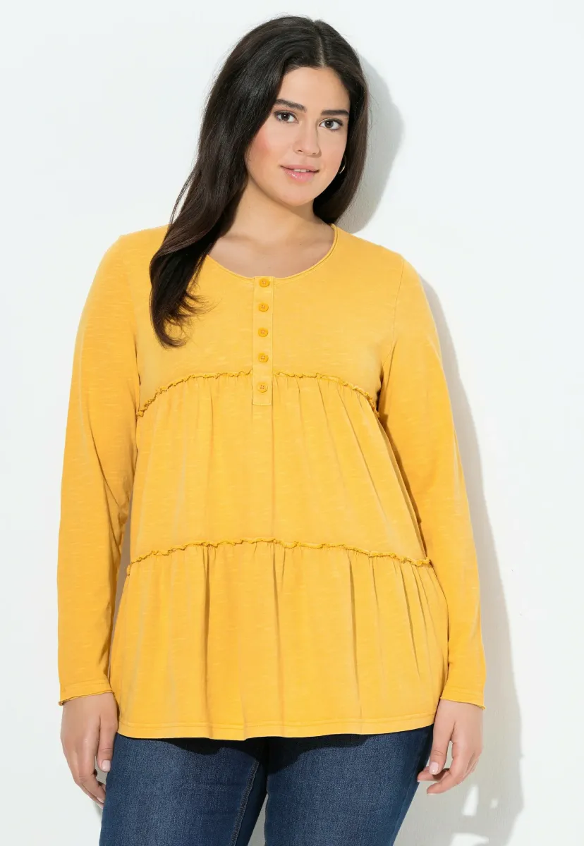 RUFFLED FLOUNCE PANEL LONG SLEEVE - Langarmshirt - curry