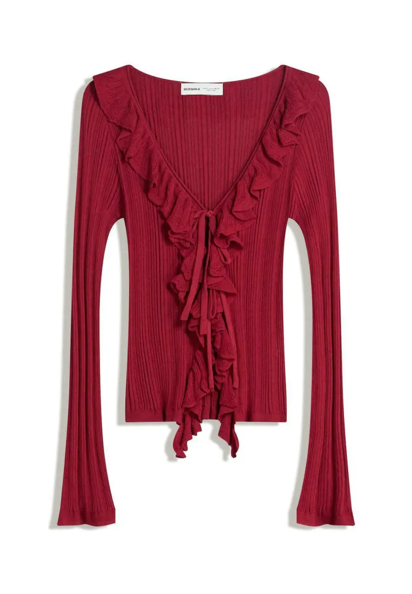 RUFFLES - Strickjacke - dark red