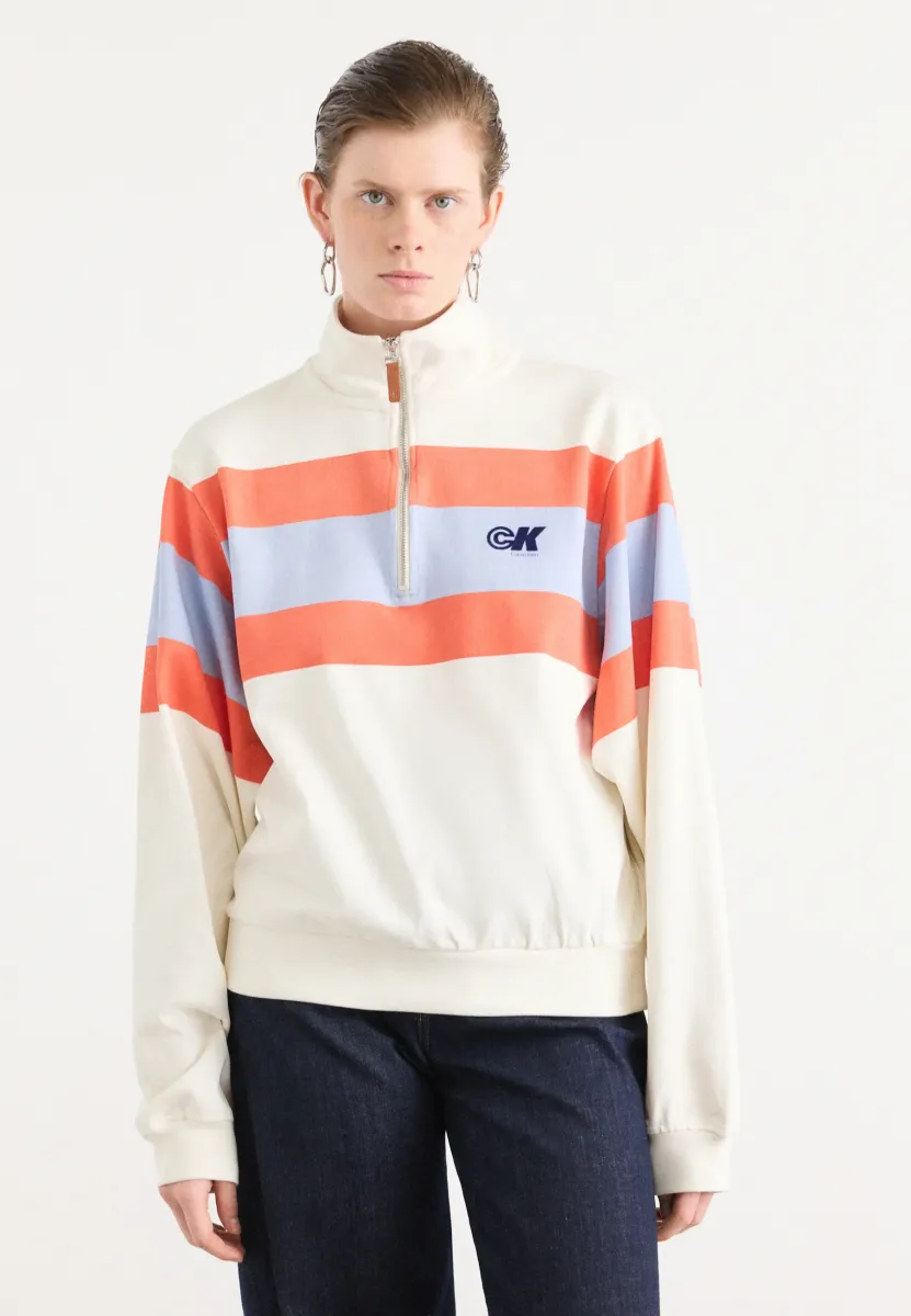 RUGBY ZIP STRIPE - Sweatshirt - tofu