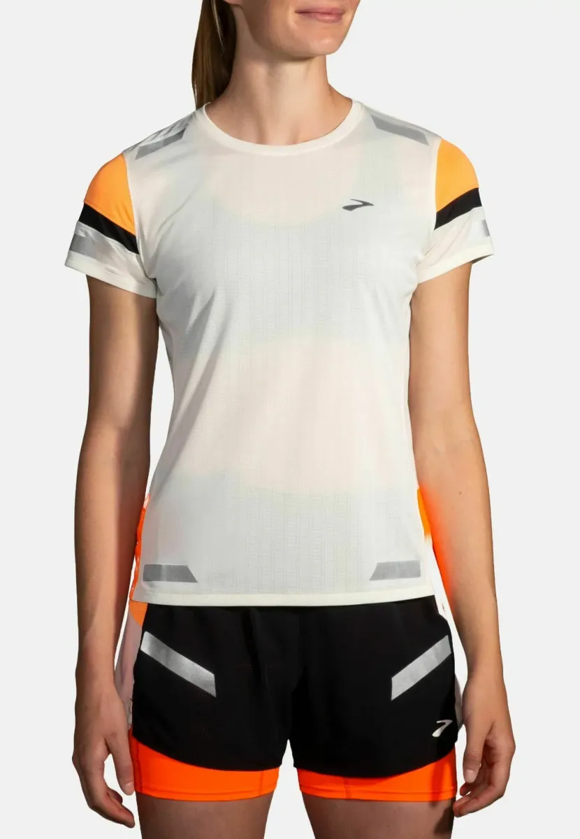RUN VISIBLE SHORT SLEEVE 2.0 - Sport T-Shirt - ecru fluoro flash black