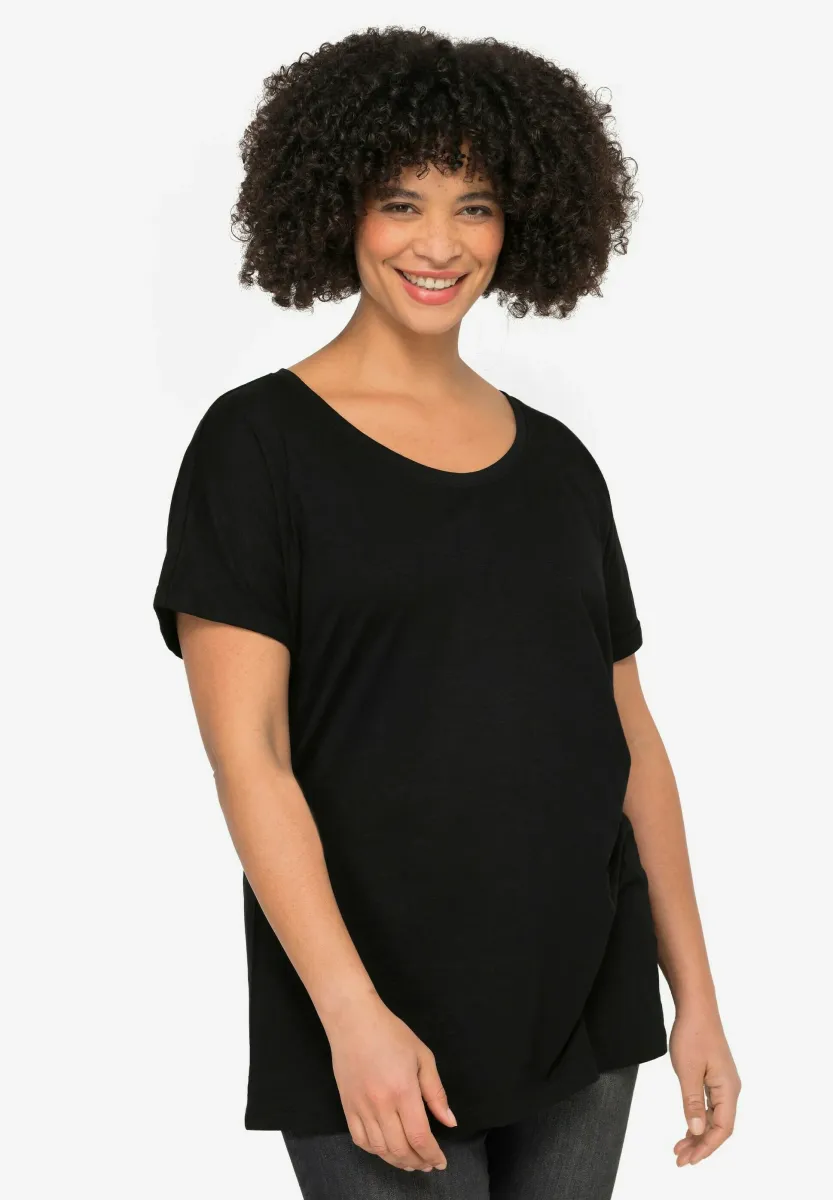 RUNDHALS HALBARM - T-Shirt basic - black