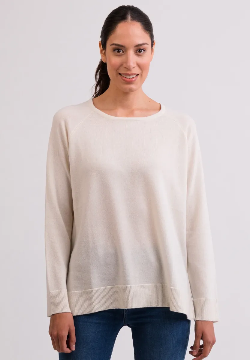 RUNDHALS MIT SEITENSCHLITZEN - Strickpullover - weiss