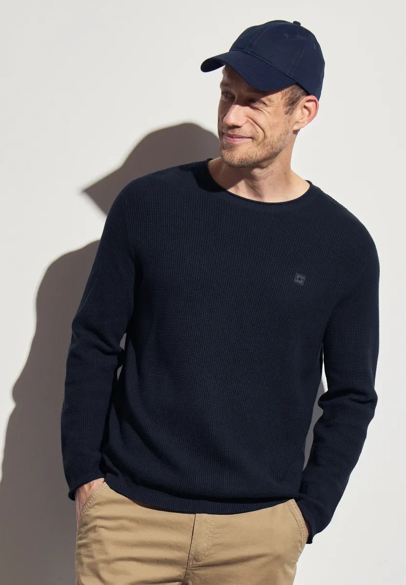RUNDHALS  - Strickpullover - blau