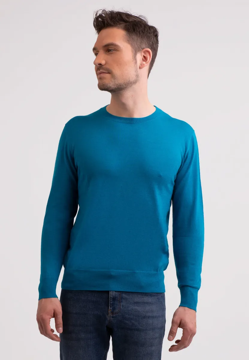 RUNDHALS  - Strickpullover - blue