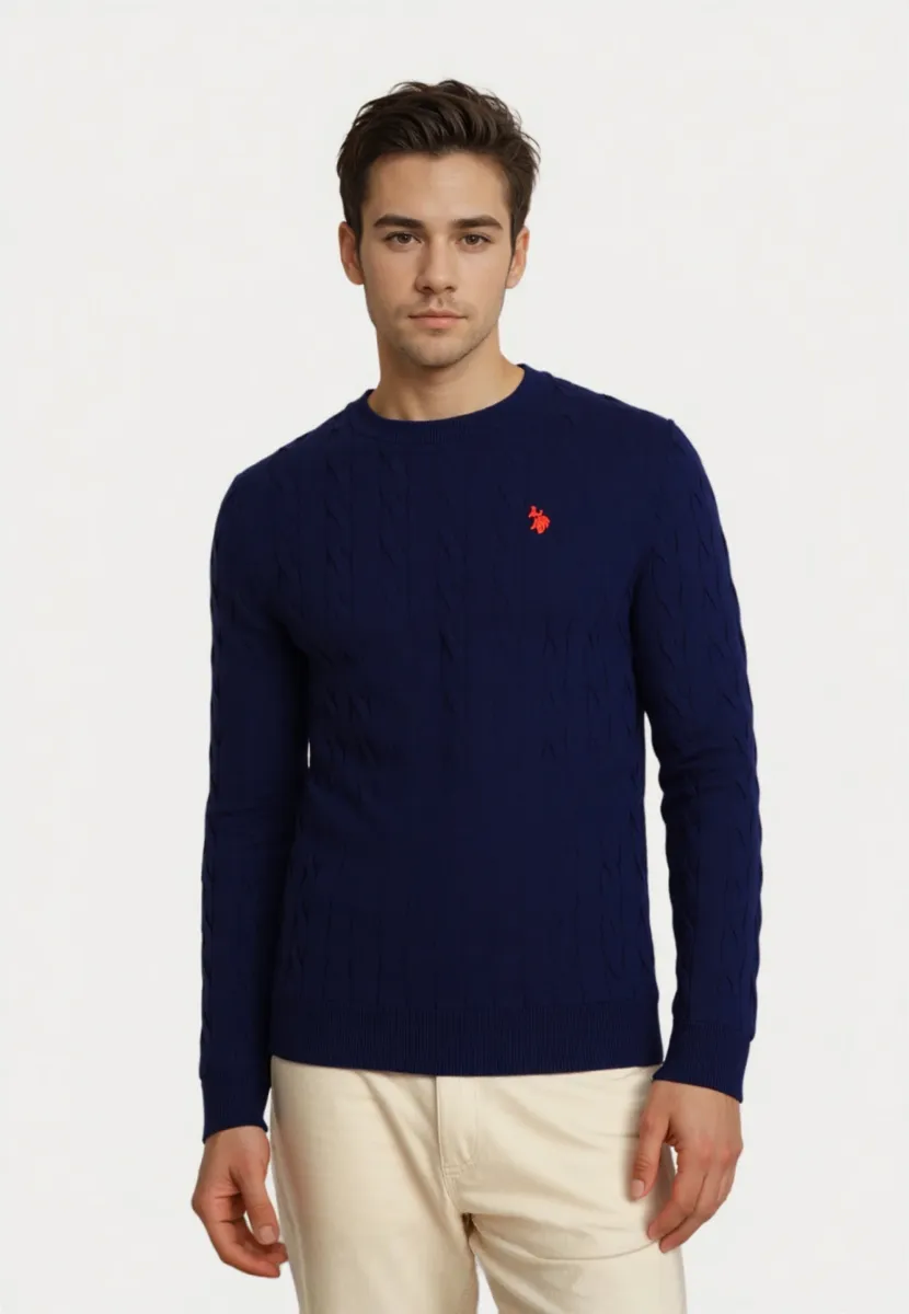 RUNDHALS - Strickpullover - dunkelblau