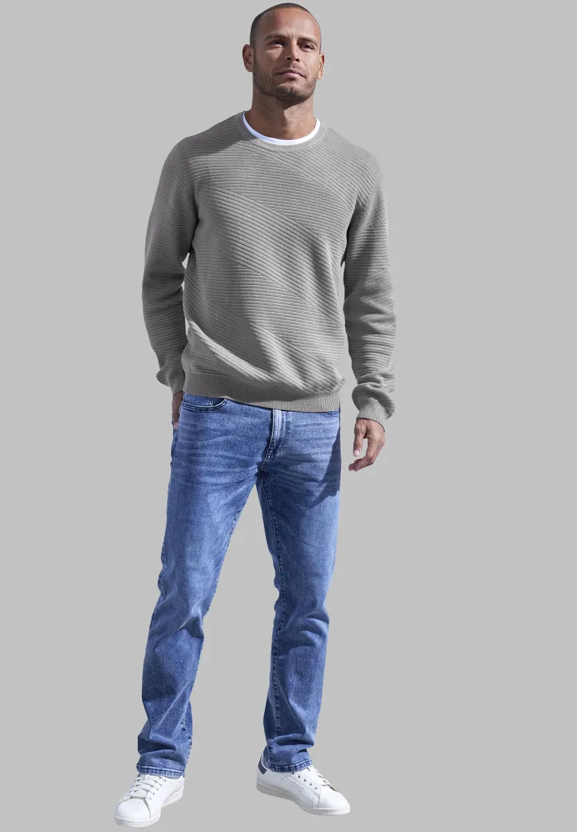 RUNDHALS - Strickpullover - grau