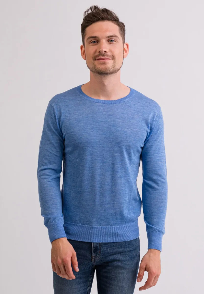 RUNDHALS  - Strickpullover - hellblau