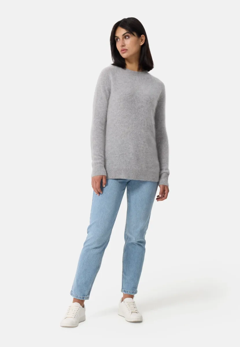 RUNDHALS  - Strickpullover - hellgrau
