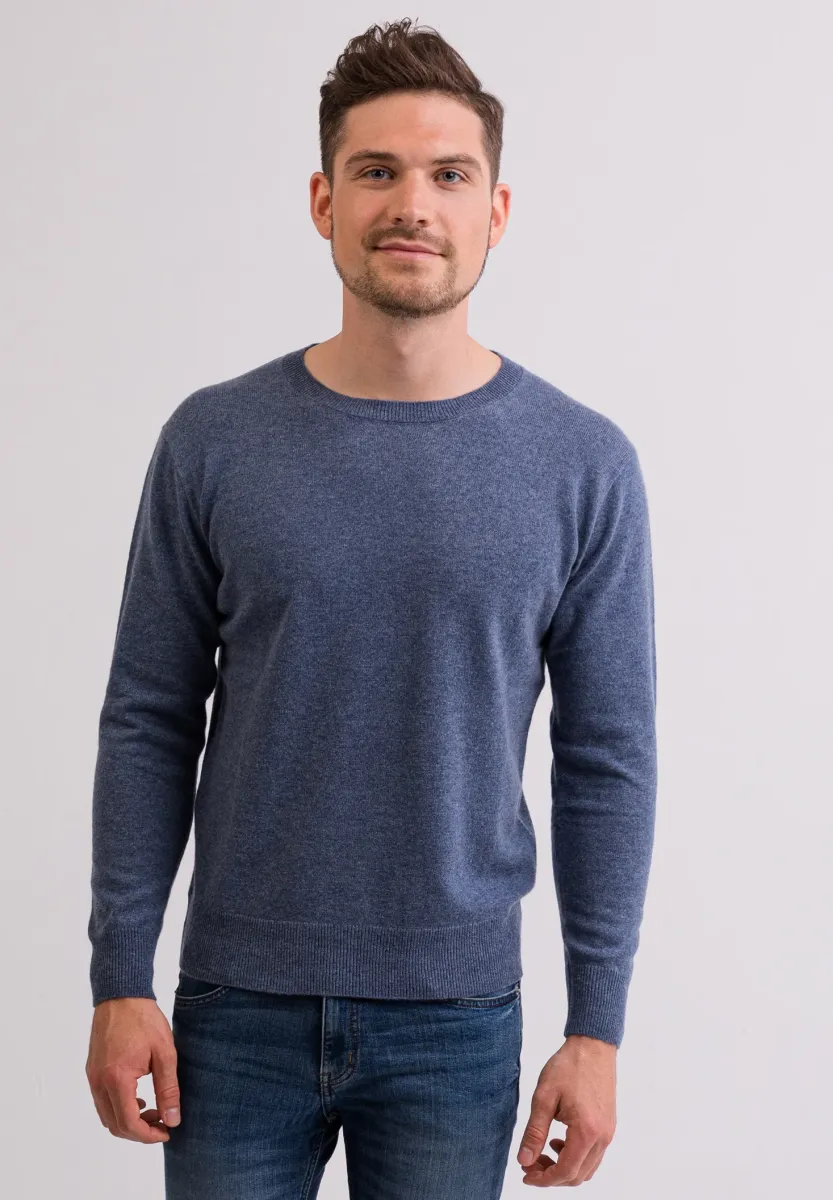 RUNDHALS  - Strickpullover - jeans blau