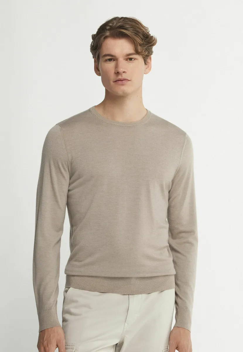 RUNDHALS  - Strickpullover - Natural