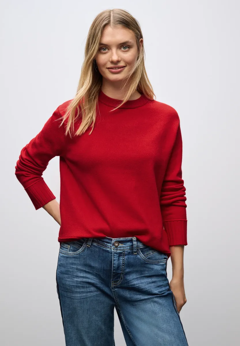 RUNDHALS  - Strickpullover - racing red