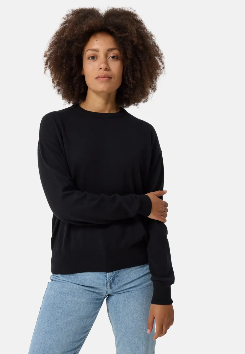 RUNDHALS  - Strickpullover - schwarz