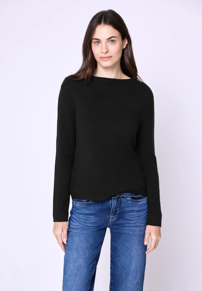 RUNDHALS - Strickpullover - schwarz