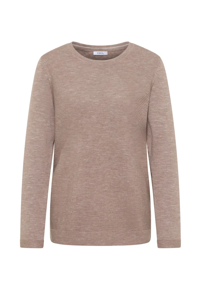 RUNDHALS STRUKTUR - Strickpullover - beige