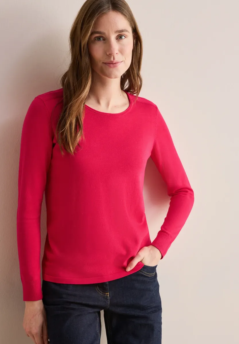 RUNDHALSPULLOVER - Strickpullover - rot