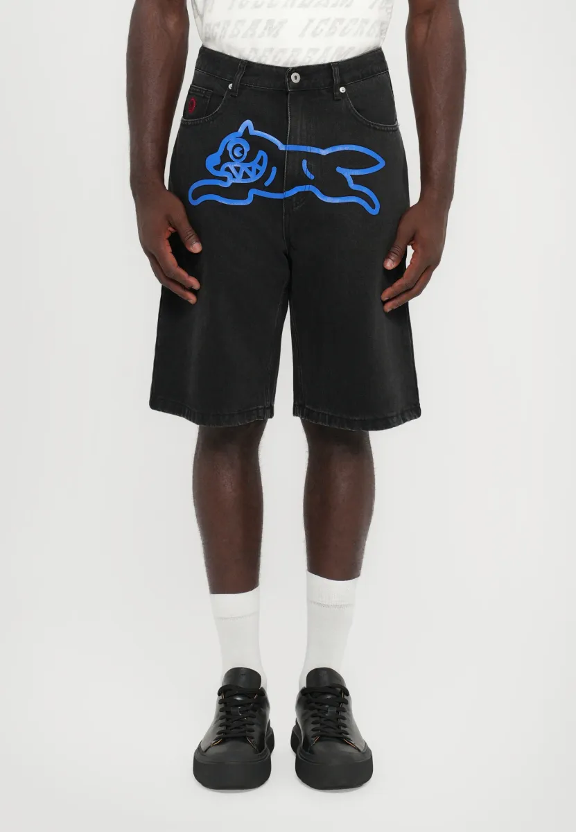 RUNNING DOG - Jeans Shorts - black