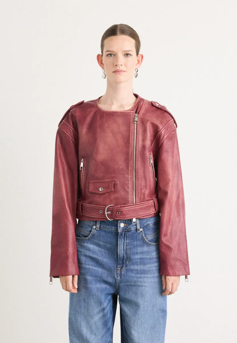 SADORA - Lederjacke - dark red