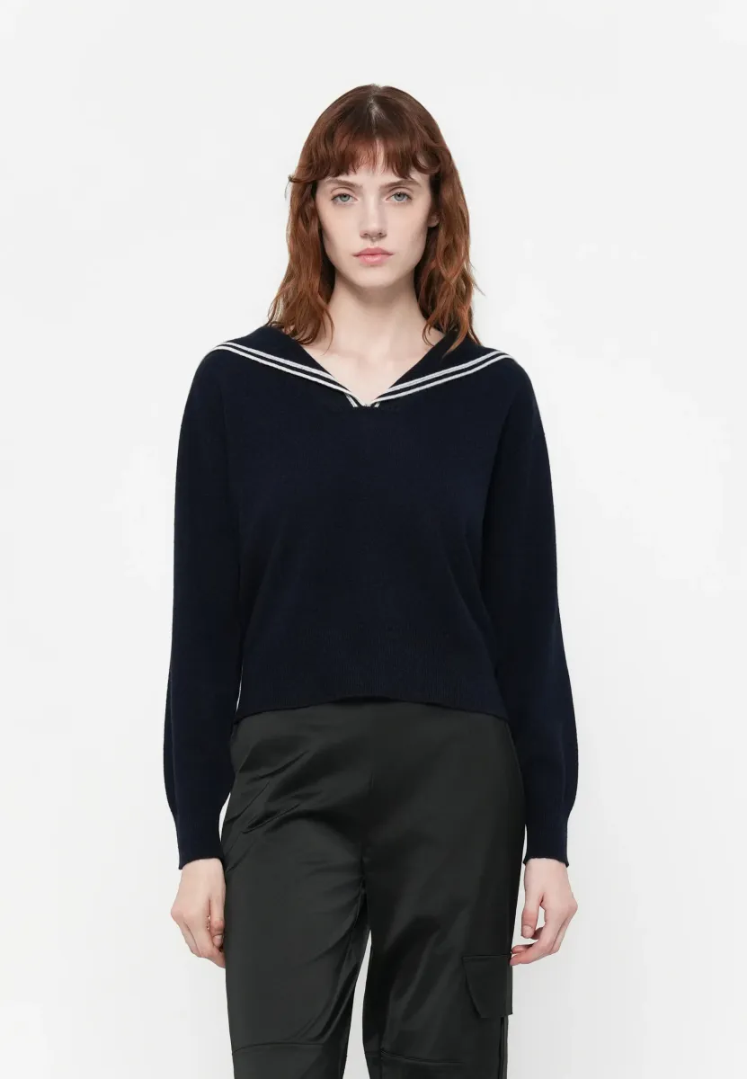 SAILOR COLLAR POINT - Strickpullover - dark navy/white