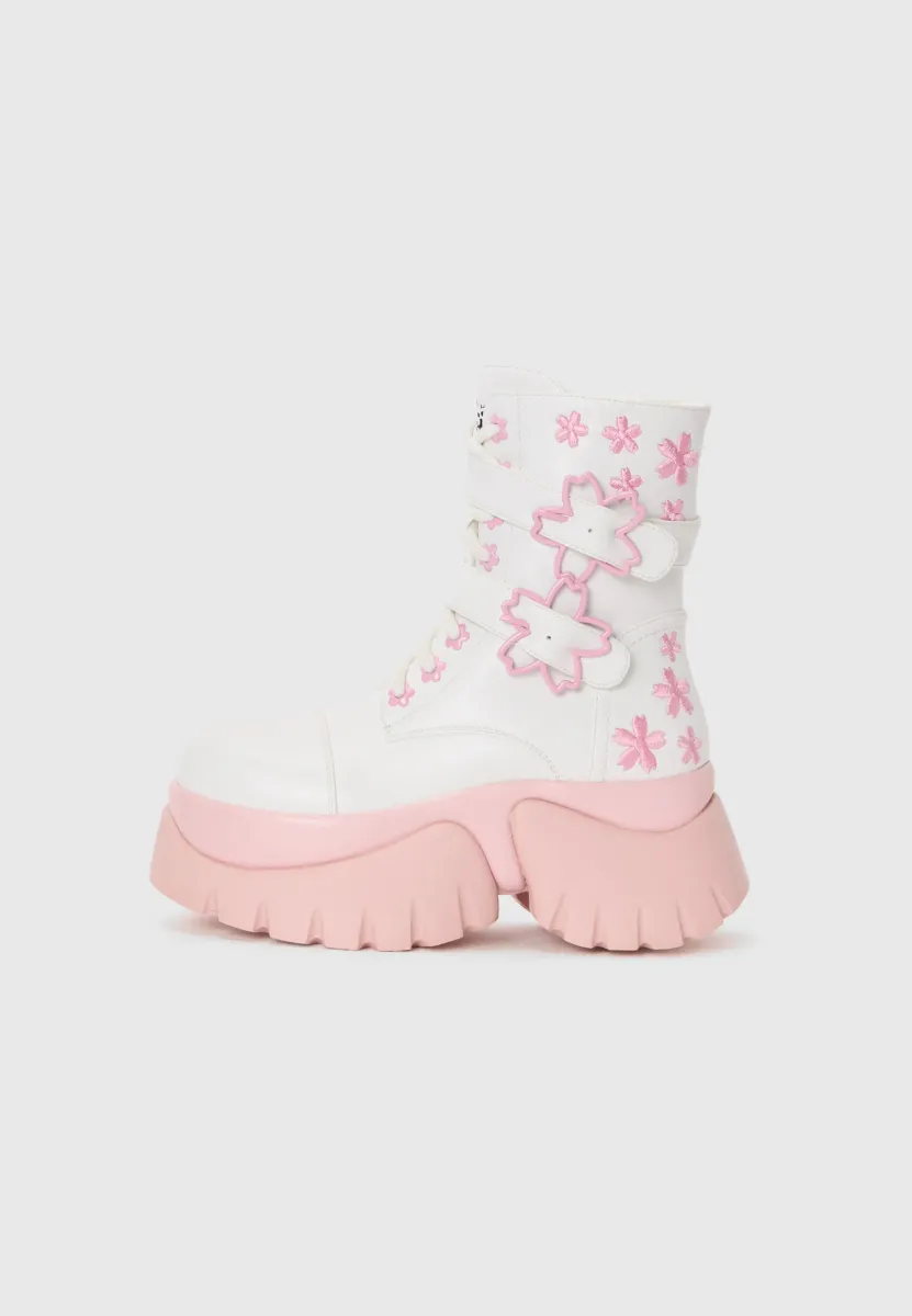 SAKURA MIKU CHERRY BLOSSOM - Schnürstiefelette - white/pink