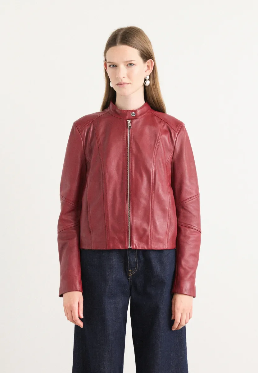 SALESTE - Lederjacke - dark red