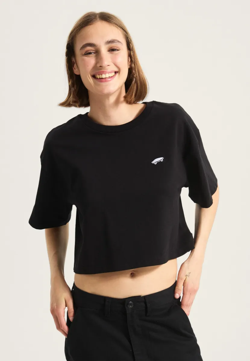 SALTON RELAXED FIT CROP - T-Shirt basic - black
