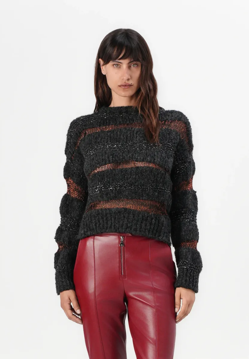 SAN DOMINO - Strickpullover - nero/grigio