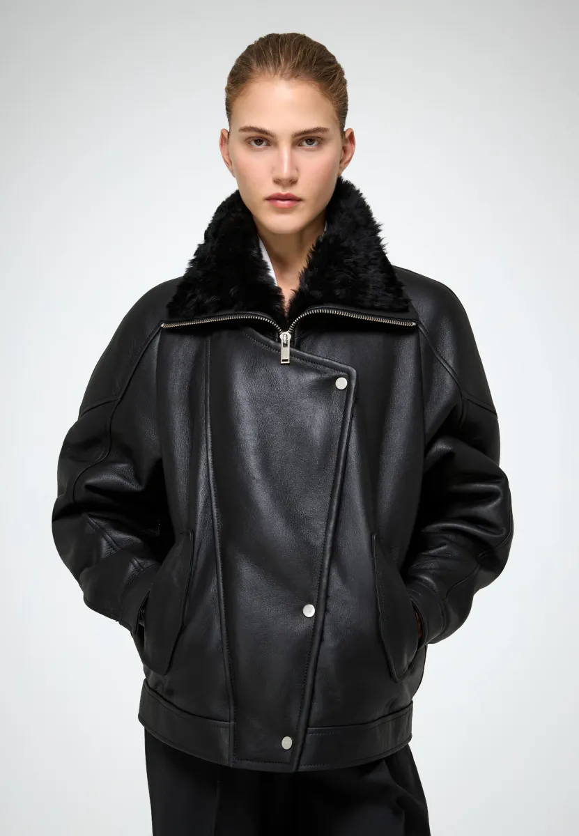 SANDIE - Lederjacke - black