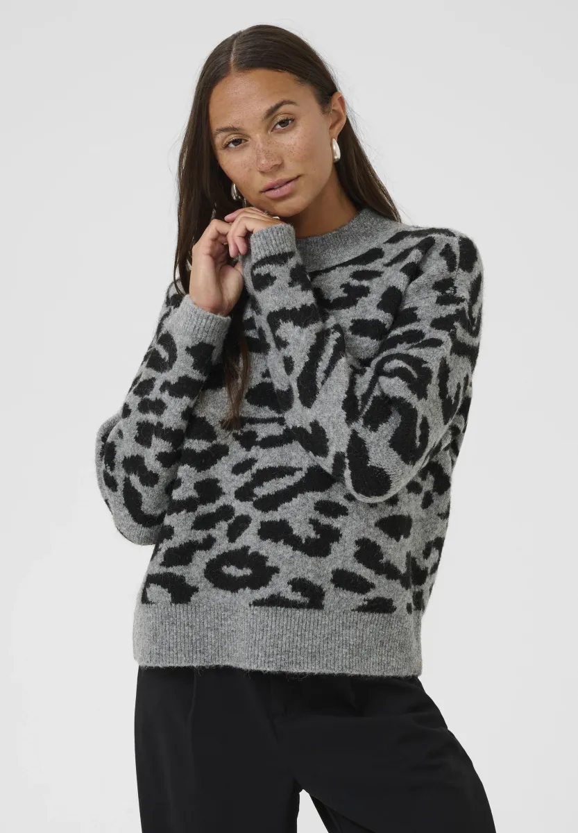 SANDRA PULLOVER - Strickpullover - lgm black leopard