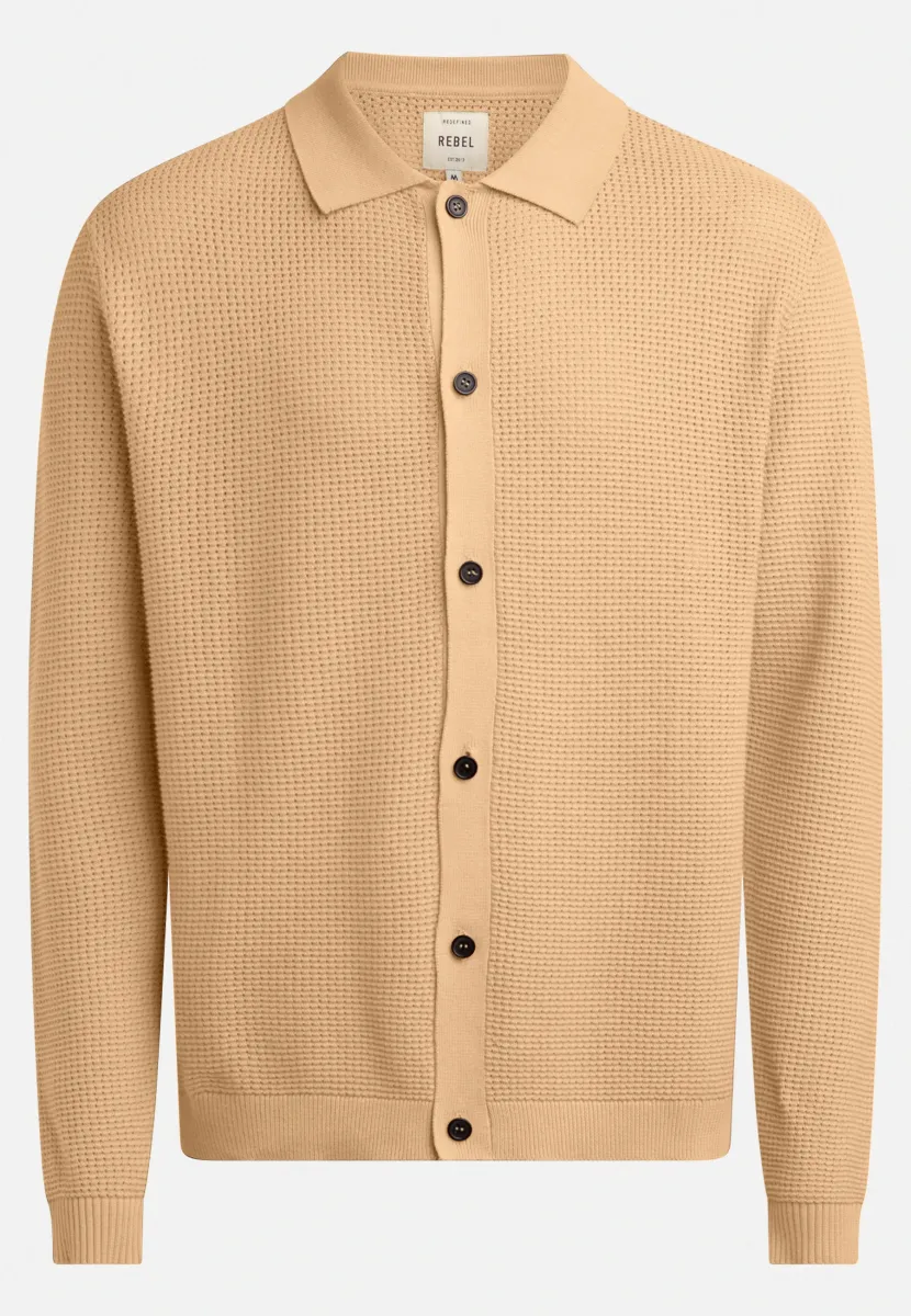 SANTANA KNIT BOXY FIT - Strickjacke - travertine
